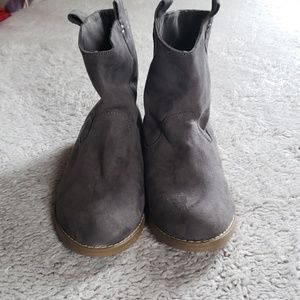 Gray Flat Suede Boots